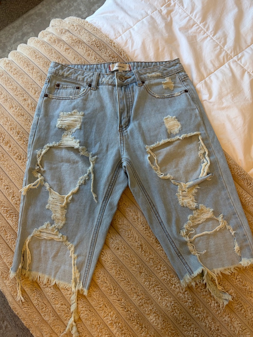 Signature Light Blue Washed Denim Shorts